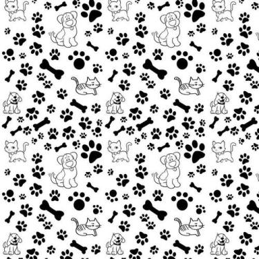 Imagem de Papel De Parede Gato Cachorro Pegadas Cor Preto Adesivo - LRP