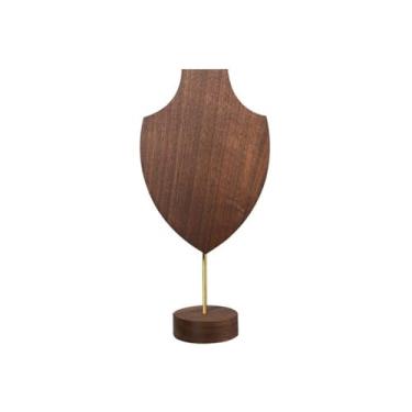 Imagem de Expositor de joias para vender colar de nogueira modelo meia forma suporte de joias vertical para exibição de colar adereços contador ornamentos organizador de joias suporte (pequeno)