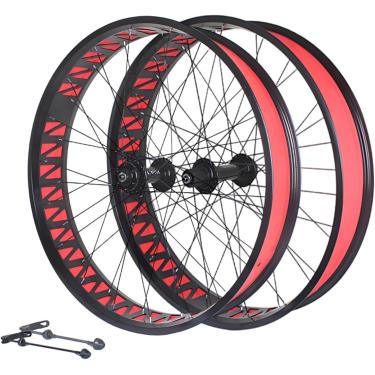 Imagem de 26in Fat Bike Roda Dianteira 4.0/4.9 '' Pneu Bicicleta De Neve Roda Traseira Liga De Alumínio Bicicleta De Praia Rodado Cubos De Freio A Disco Qr 135mm / 190mm 36h, Anodic Black, 26in A pair