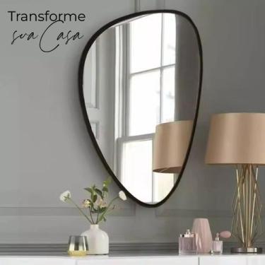 Imagem de Espelho Orgânico Suporte Corpo Inteiro Preto 60x40cm Luxo - Triboshop,