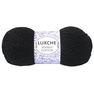 Imagem de Fio de algodão brilhante – 85% algodão / 15% metálico – 99 g, 262 jardas – crochê, tricô e artesanato – fio macio e respirável para projetos de bricolage, roupas de bebê e acessórios (preto) 1