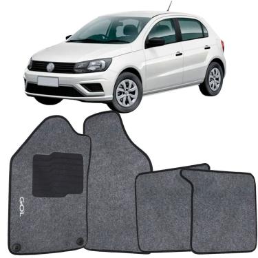 Imagem de Tapete Carpete Gol G6 G7 2012 à 2019 Grafite Logo Bordado Jogo 4 Peças Automotivo Ecotap S5004 Soft