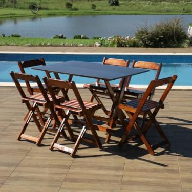Imagem de Conjunto Dobrável 120x70 com 6 Cadeiras Imbuia - Móveis Britz