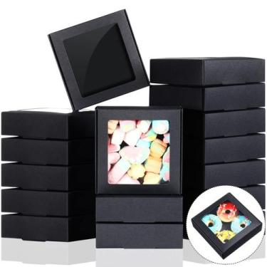 Imagem de Caixas de papel Kraft Zonon 30 com janela 10,5x10,5x3cm (pretas)