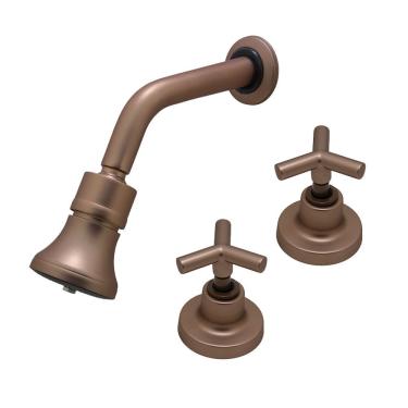 Imagem de Kit Chuveiro Ducha Gás E Solar Cobre Fosco + 2 Acabamento Registro Padrão Deca Cobre Fosco