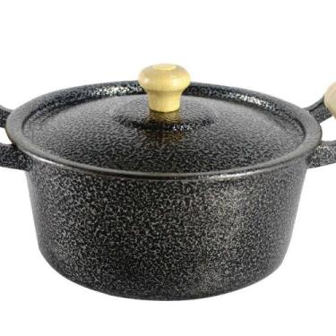 Imagem de Caçarola Panela Reta Craqueada de Alumínio Alça Madeira - OUTRAS MARCA