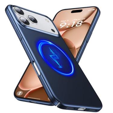 Imagem de GRECAZO Capa magnética ultrafina fosca projetada para 17 Pro Max 17.5 cm (2025) fina minimalista leve fosca rígida PC compatível com capa protetora MagSafe - azul marinho