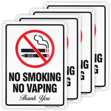 Imagem de Pacote com 4 placas de agradecimento não fumar, não vaping, 25,4 x 17,8 cm, alumínio livre de ferrugem 0,040 – refletivo, protegido contra UV e à prova de intempéries