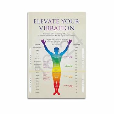 Imagem de Elevate Your Vibrationh Pôster Lei da Atração Frequência de Energia Vibração Saúde Pôster para Sala Estética Pôsteres e Impressões em Tela Pôster de Arte de Parede para Quarto 16 x 24 polegadas (40 x