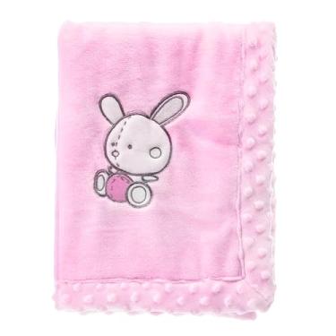 Imagem de iDIY Coelhinho de pelúcia macio para bebê, calor aconchegante, ideal para carrinho de bebê e roupa de cama, presente rosa 76 x 101 cm