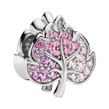 Imagem de Pingente De Coração De Vidro Murano Rosa Para Pulseira De Prata Esterl