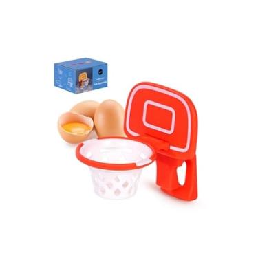 Imagem de JANKOW Separador de ovos fofo de cesta de basquete, filtro de gema de ovo em forma de aro de basquete, design de argola de basquete, separador de ovos para assar e cozinhar (vermelho)