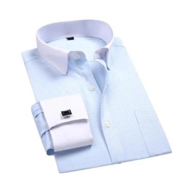 Imagem de Camisa Masculina Branca de Manga Comprida com Punho Francês - Tamanhos