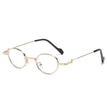 Imagem de Óculos de sol retrô exclusivos com armação de metal oval feminino, moderno, transparente, lentes oceânicas, UV400, óculos de sol punk da moda para homens (dourado transparente)