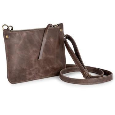 Imagem de Mini Bolsa Feminina Couro Legítimo natural slim Ello Griff(Marrom Escuro)