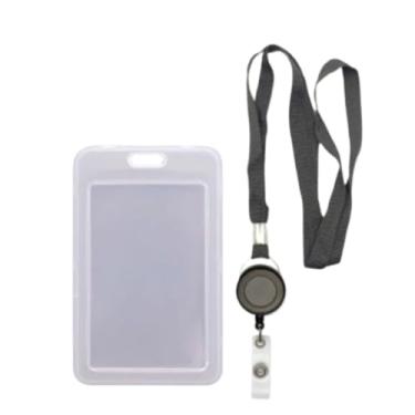 Imagem de Cordão com Porta Crachá Vertical Duplo e Roller Retrátil(preto)