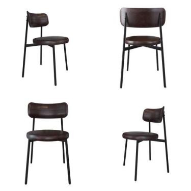 Imagem de Conjunto 4 Cadeiras de Jantar Kyta Revestimento Sintético Est.Preta - 