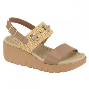 Imagem de Sandalia Moleca 5536.110 Anabela Feminino, Caramelo, 36
