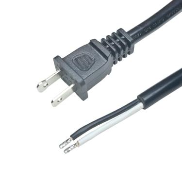 Imagem de Cabo de alimentação de substituição de 2 pinos polarizado calibre 14 de 1,8 m, ferramenta Pigtail para serviço pesado, 110 V, 115 V, 120 V, cabo de alimentação para aparelhos AC, NEMA 1-15 Plug US