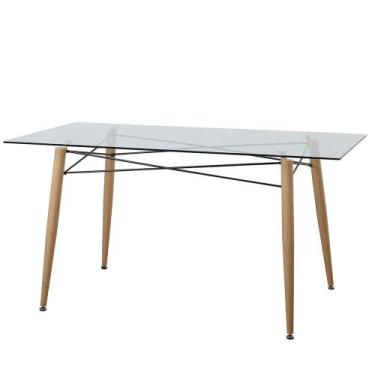 Imagem de Mesa de Vidro ANM8083M Anima Office Retangular 180x90 Base Metal Preto
