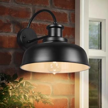 Imagem de Rosient Luminária solar pescoço de ganso para ambientes externos, arandela de montagem na parede de fazenda com sensor do crepúsculo ao amanhecer, luminária externa rústica movida a energia solar de