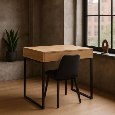 Imagem de Workstation Slim Amadeirado Claro Mesa Home Office Com Tampo Articulado Oculta Monitor