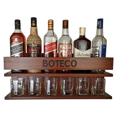 Imagem de Barzinho De Parede Para Sala Porta Copos - Boteco Cor Imbuia