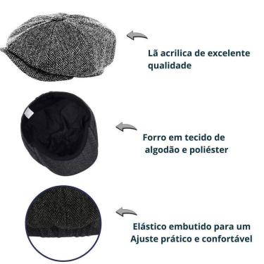 Imagem de Kit Boinas Masculina Inglesa E Italiana Preta/Branca E Preta