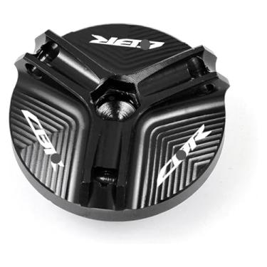 Imagem de Tampa de enchimento de óleo de motocicleta cilindro mestre tampa de reservatório de fluido de freio meia CBR1000RR compatível com CBR 1000RR 1000 RR 2005-2018 (1 plugue preto)