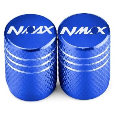 Imagem de Tampas de haste de válvula de pneu de roda de alumínio CNC Capas herméticas acessórios de motocicleta compatíveis com Y&AMAHA NMAX 155 125 NMAX155 NMAX125 NMAX150 (azul 1 par)