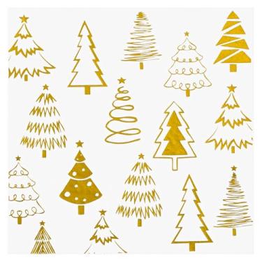 Imagem de 100 peças de guardanapos de papel de árvore de Natal de ouro descartável guardanapo de festa inverno ano novo papel alumínio bebidas toalhas de mão para férias, artigos de festa de feliz Natal