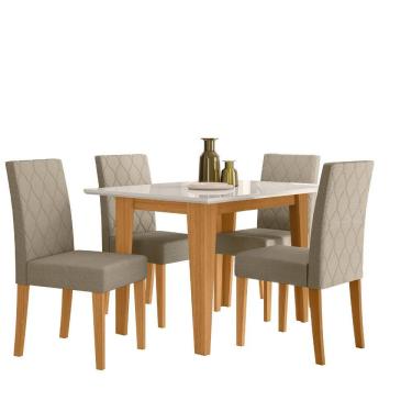 Imagem de Sala de Jantar Kate 120x90 Tampo com Vidro 4 Cadeiras Jade Poliman Moveis