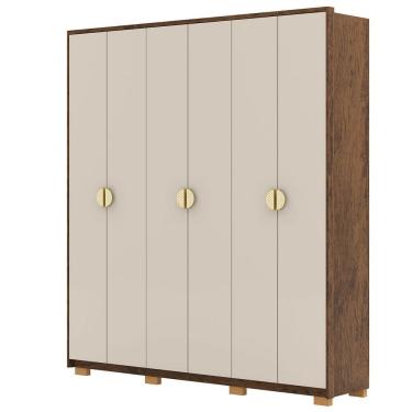 Imagem de Guarda-roupa Casal 100% Mdf 6 Portas 4 Gavetas Bolonha Imbuia Fendi
