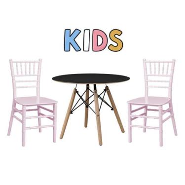 Imagem de Conjunto Mesa Eames 60cm + 2 Cadeiras Tiffany Infantil Espaço Kids Qua