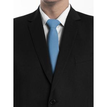 Imagem de Kit com 5 gravatas azul serenity tecido oxford slim casamento congress