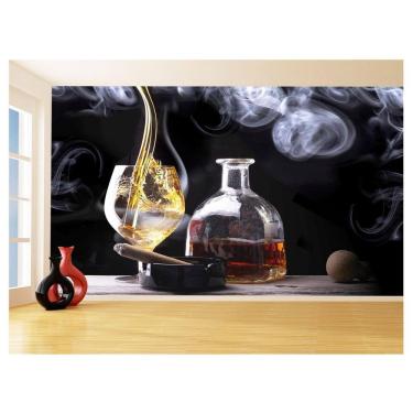 Imagem de Papel De Parede 3D Bebidas Whisky Rum Charutos 3,5M Al256