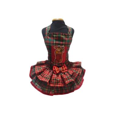 Imagem de Vestido Pet Jardineira Temático Verde Natal Para Cães Tam 4
