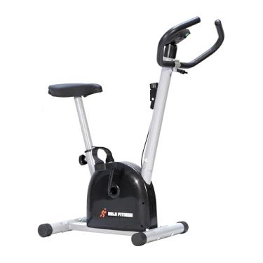 Imagem de Bicicleta Ergométrica Mile Fitness Vertical com Monitor 5 Funções, Ajuste de Altura, Regulagem de Resistência, Cinza