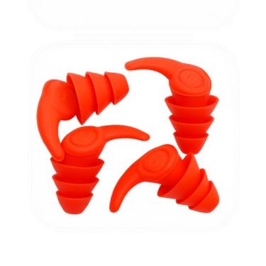 Imagem de 2 Pares Tampão De Ouvido Protetor Auricular Antirruído de Silicone Vermelho Barulho Dormir Natação Reutilizável Confortável