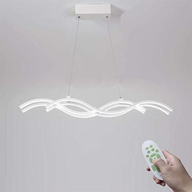 Imagem de Lustre 60W LED Regulável Moderno Sala de Jantar Lustres de Montagem Embutida Luminária com Controle Remoto Restaurante Bar Cozinha Luz Pendente 4-Design Ondulado Metal Acrílico Pendurado Int
