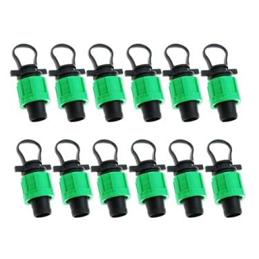Imagem de SQXBK 12 peças acessórios de tampa de irrigação por gotejamento 16 mm conector de plugue de plástico verde universal cabeça de irrigação peça de equipamento de irrigação