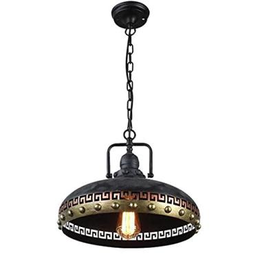 Imagem de Lustre Rústico Luminária Pendente Vintage Industrial Metal Luminária Sala de Jantar Redondo Bronze Antigo Luminária Pendente Sala de Estar Escritório Cozinha Mesa de Jantar Luminária Moderna