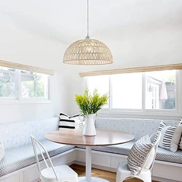Imagem de Luminária pendente vintage de vime, luz pendente de bambu natural e27, lâmpada retrô, mesa de jantar, lustre, decoração, lâmpada de madeira para sala de estar, café, corredor, sala de jantar