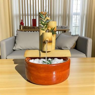 Imagem de Fonte de Água Grande Decorativa com Cascata de Bambu com 3 Quedas Marrom – Estilo FengShui, Relaxante, para Ambientes Internos