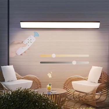 Imagem de Luminária de parede com controle remoto, faixa longa, luminária de parede externa/interna, regulável infinitamente de 10% a IP65, à prova de chuva, arandela de acrílico, jardim para pátio, e