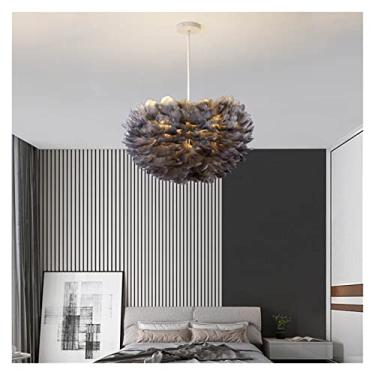 Imagem de Lustre nórdico de penas Led Lustre moderno Led Luminária pendente compatível com decoração de quarto Sala de estar Sala de jantar Led Teto Pendurado Luz (Cor: G, Tamanho: Diâmetro