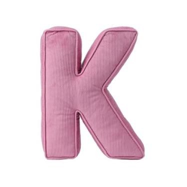Imagem de Travesseiro de pelúcia com letra rosa, almofadas de abraçar letras, almofadas decorativas de veludo cotelê em forma de letra inicial, almofadas de letras, alfabeto inglês de A a Z, para decoração de