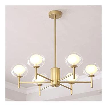 Imagem de Lustre Globo de Vidro Lustre de meados do século Luz Pingente de Metal Hastes Ajustáveis Luminária Pendurada para Fazenda Sala de Jantar Quarto Cozinha Sala de Estar Hall de Entrada (
