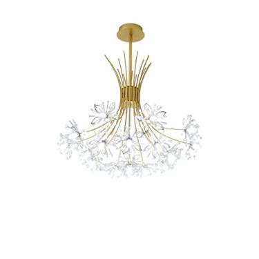 Imagem de Lustre de cristal de luxo moderno lustre de cristal iluminação sala de jantar brilhante - quarto buquê romântico cristal oco esculpido quarto lustre compatível com sala de estar,