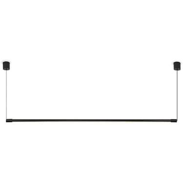 Imagem de Luminária pendente LED preta moderna com abajur de metal para luminária suspensa estilo minimalista para quarto Iluminação de suspensão de tubo cilíndrico